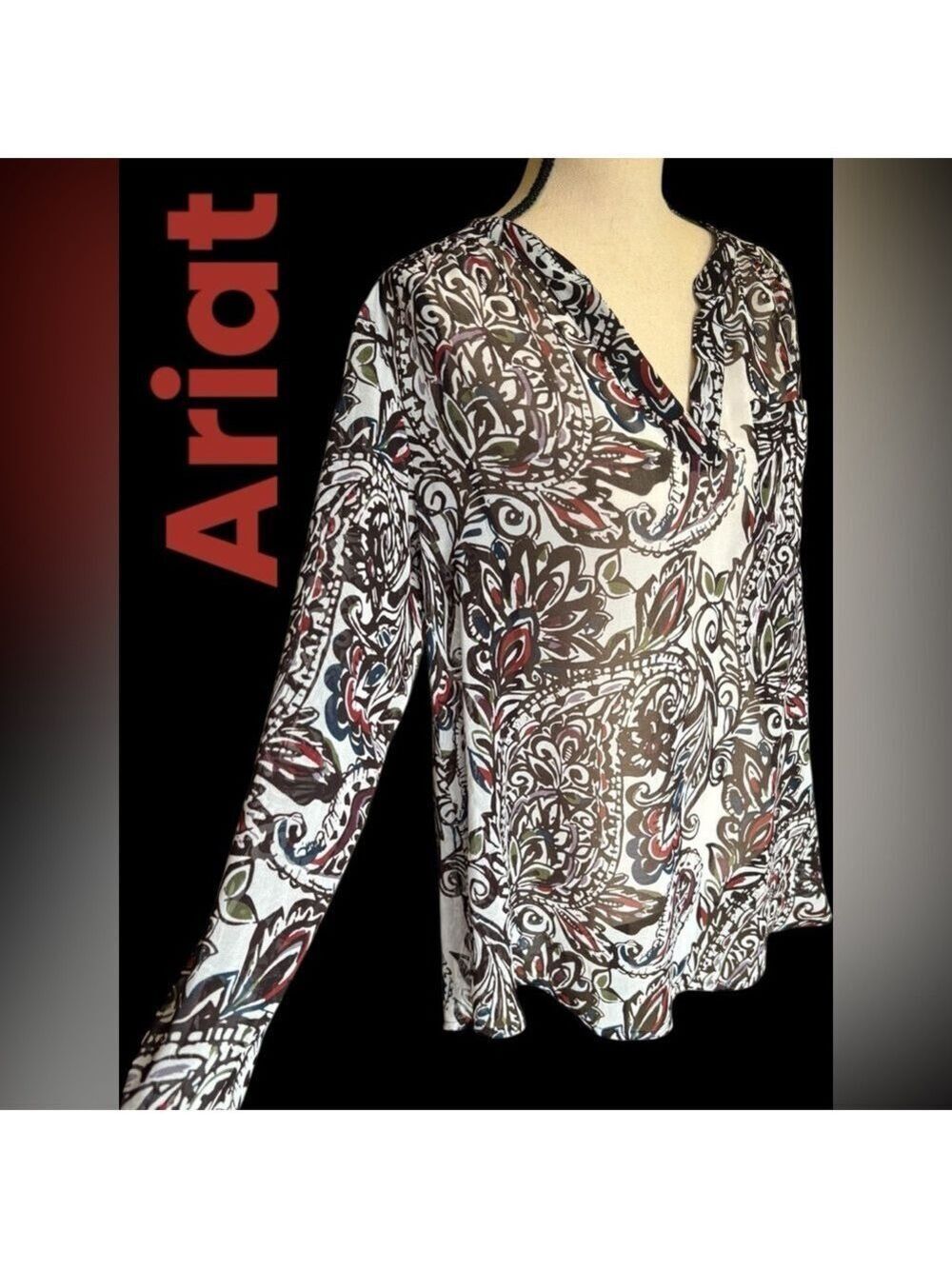 Ariat-women’s medium semi sheer hi/low hem tunic. Gorgeous colors. GUC! - Picture 6 of 15